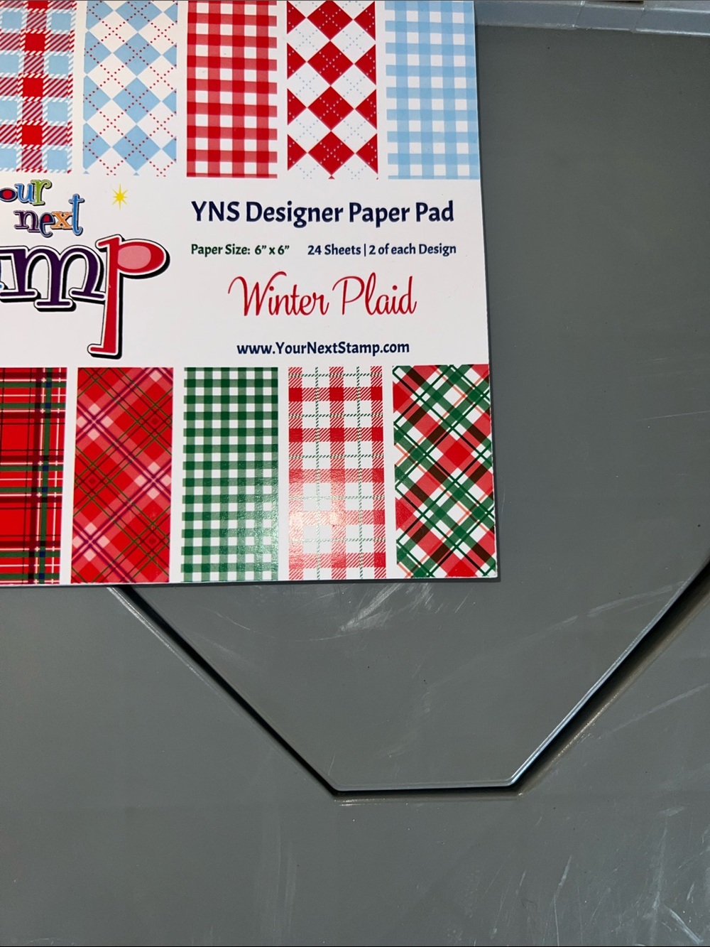 YNS Designer Paper Pad - Winter Plaid - Red, Green, White